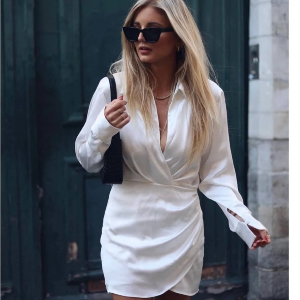 SATIN DRAPED ZARA SHIRT DRESS
